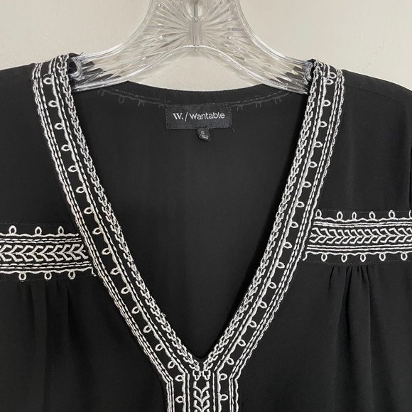 W. by Wantable Boho Bell Sleeve Embroidered Blouse - Picture 2 of 16